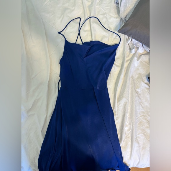 Blue classy going out mini dress backless - Picture 1 of 3